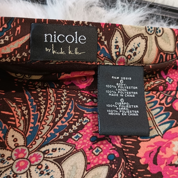 Nicole Miller Pink and Brown Tan A Line Skirt Size 6 - Picture 9 of 9